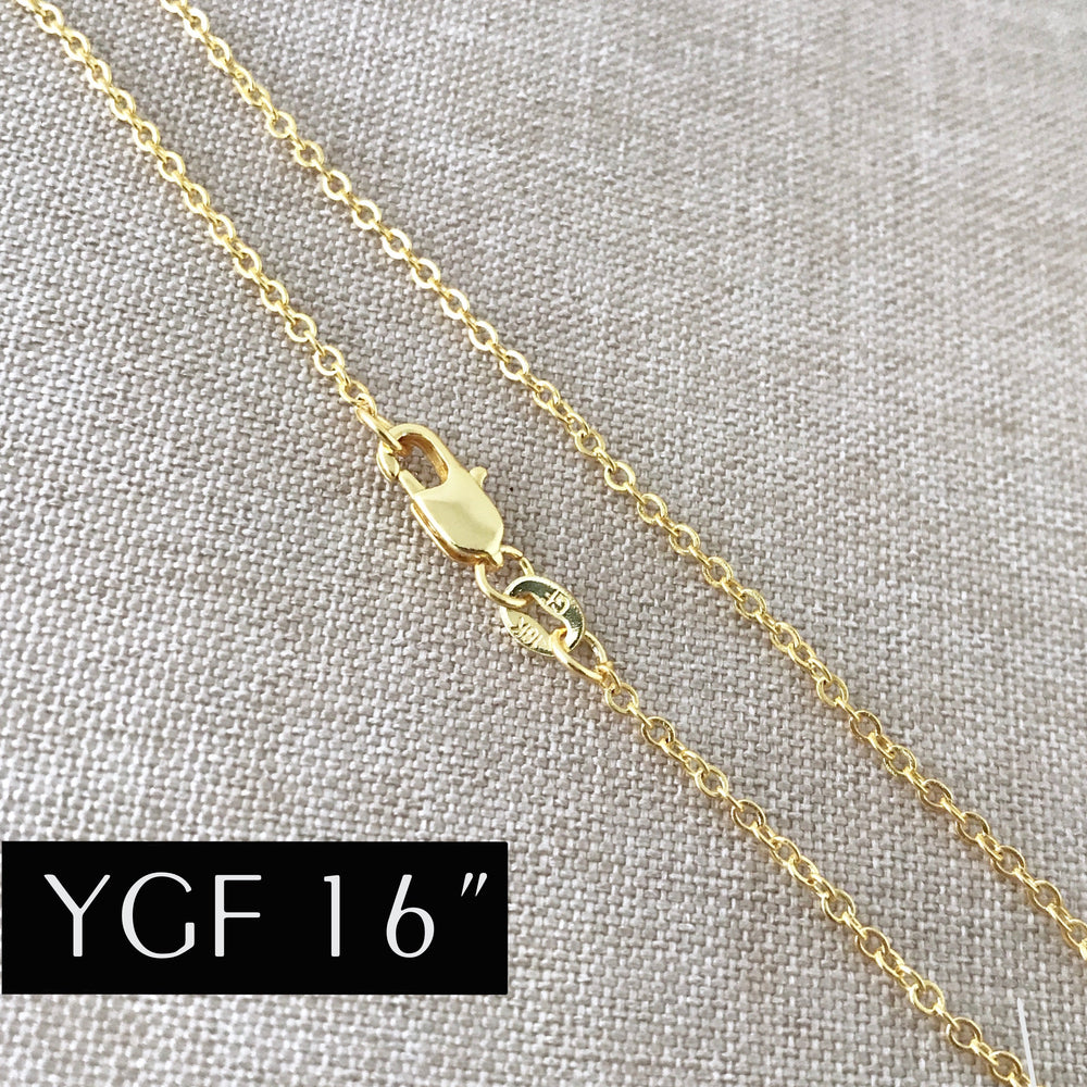 16" - Yellow Gold Filled Necklace Chain - Cable - 16 Inch - Lobster Claw Clasp - 18 Karat 18KT