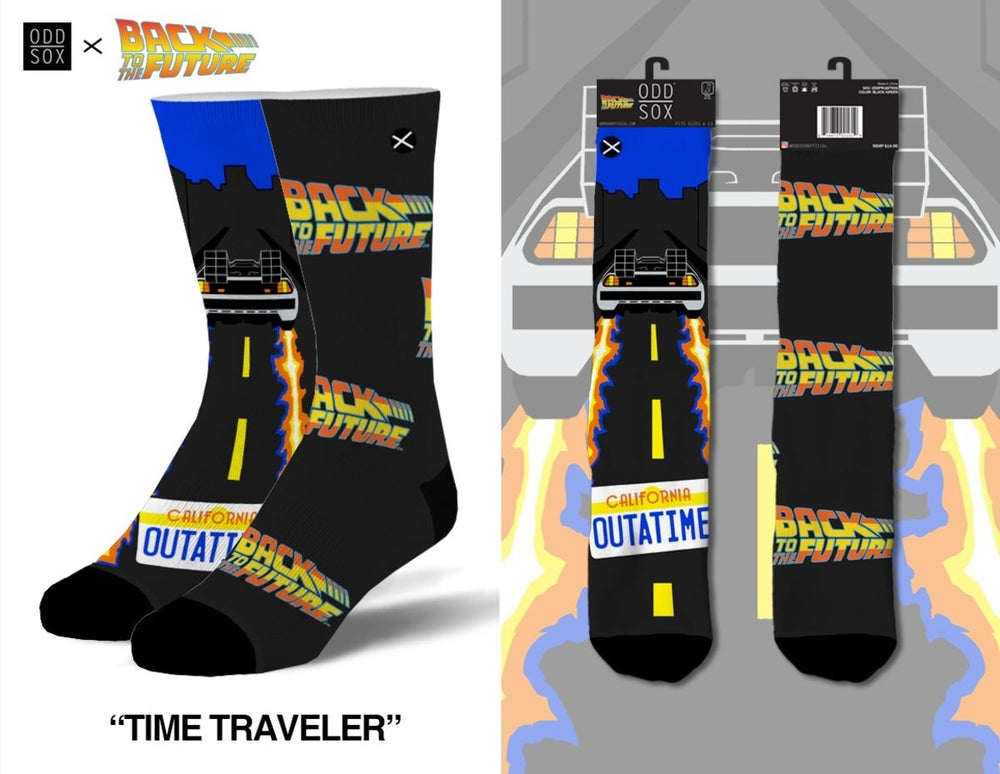 Back to the Future "Time Traveler" Men's Crew Straight Down Knit Mix-Match Socks (Size 8-12) (ONLINE ORDER ONLY)