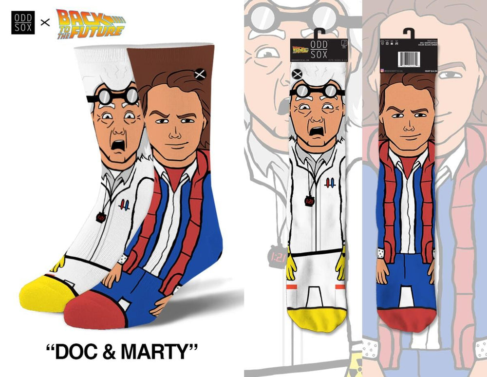 Back to the Future "Doc & Marty" Men's 360 Knit Mix-Match Socks (Size 6-13) (ONLINE ORDER ONLY)