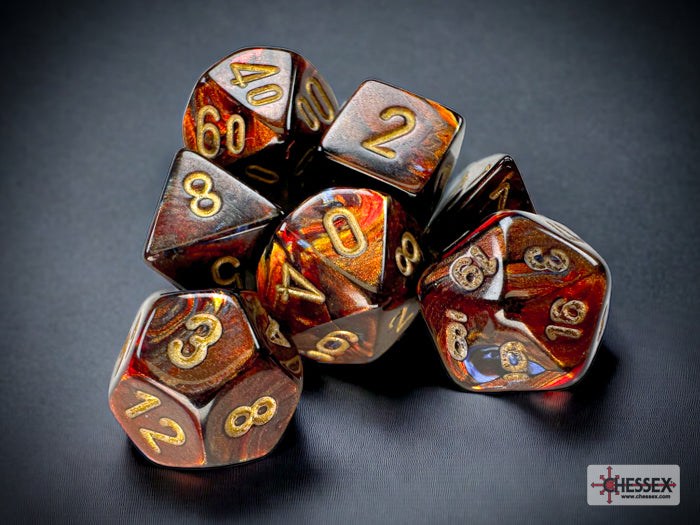 Scarab Blue Blood/gold Mini-Polyhedral 7-Die Set (Mini Poly Release 3) (Online Only)