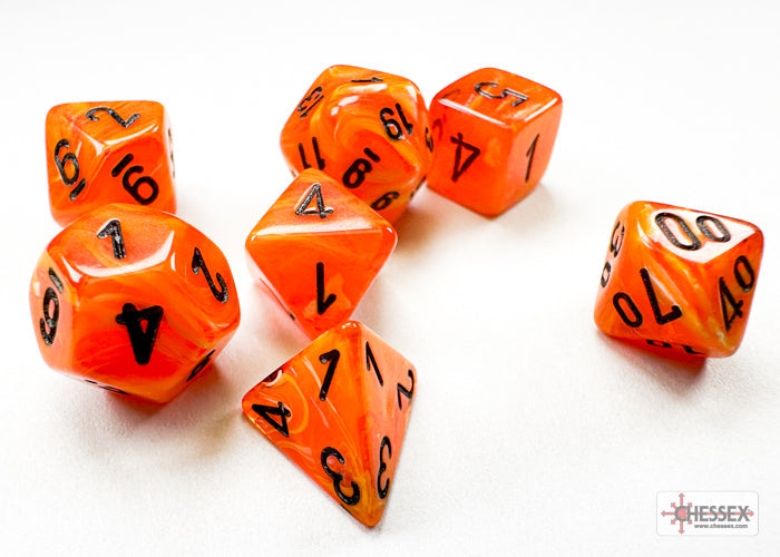 Vortex Orange/black Mini-Polyhedral 7-Die Set (Mini Poly Release 3) (Online Only)