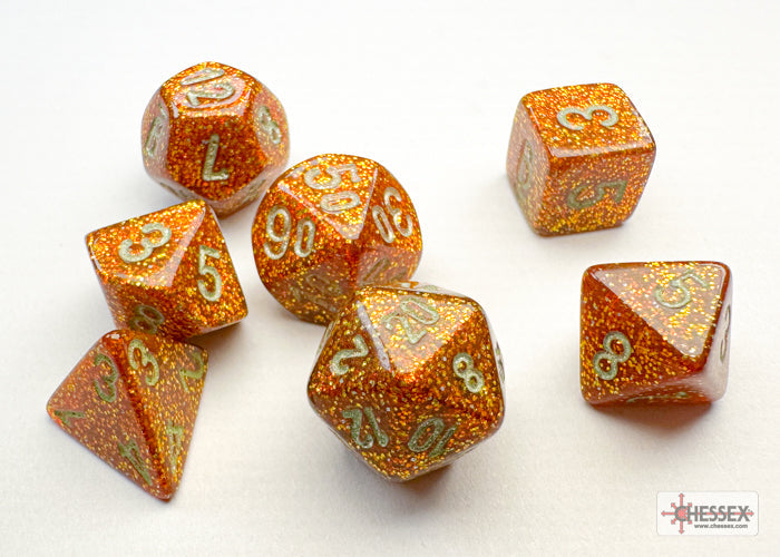Chessex: Polyhedral Glitter Dice sets - 10mm (Online Order Only)