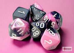 Gemini Black-Pink/white Mini-Polyhedral 7-Die Set (Mini Poly Release 3) (Online Only)