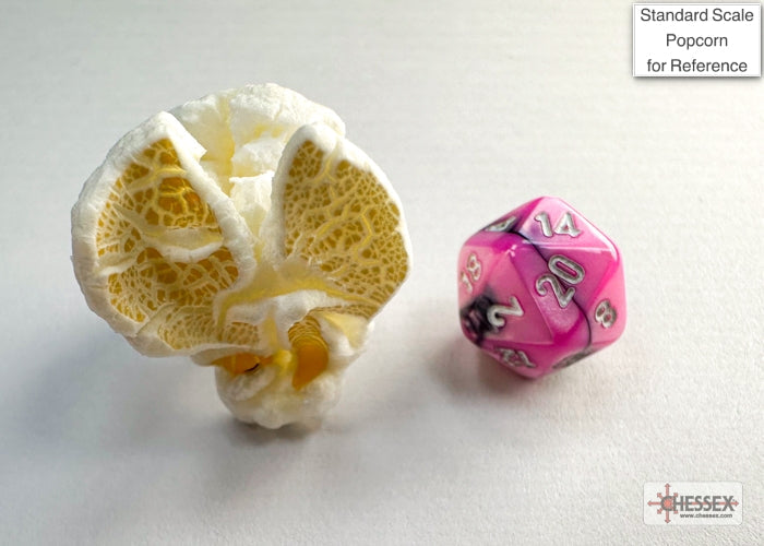 Gemini Black-Pink/white Mini-Polyhedral 7-Die Set (Mini Poly Release 3) (Online Only)