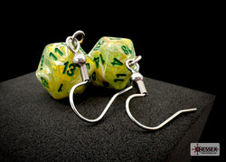 Hook Earrings Marble Green Mini-Poly d20 Pair (Online Only)