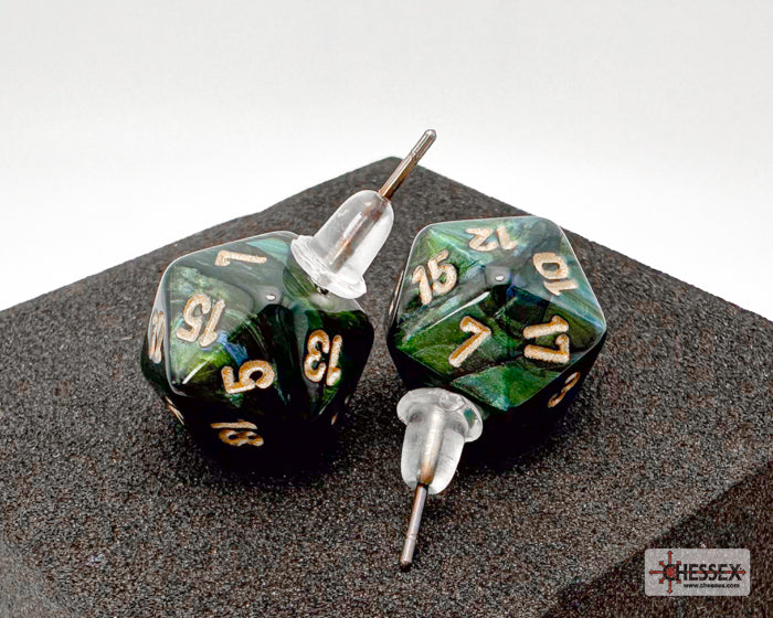 Stud Earrings Scarab® Jade Mini-Poly d20 Pair (Online Only)