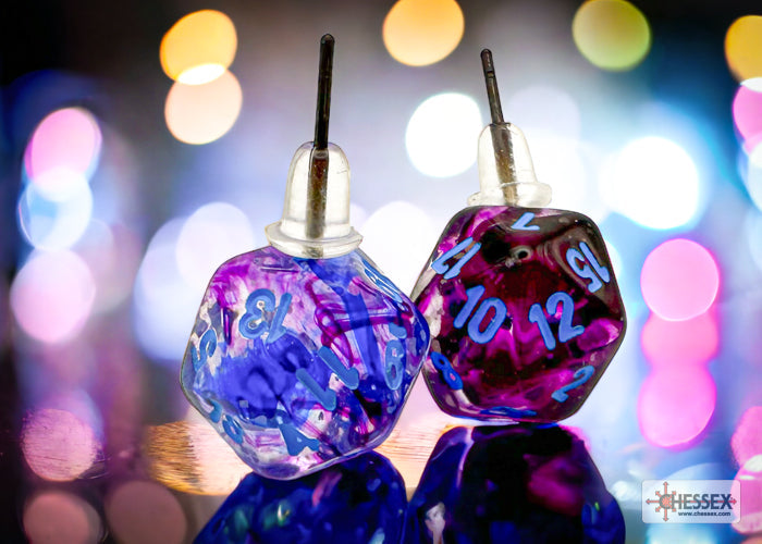 Stud Earrings Nebula® Nocturnal™ Mini-Poly d20 Pair (Online Only)