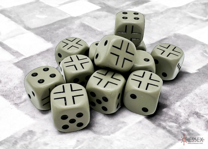 WW2 dice German Opaque Dark Grey/black 16mm d6 Dice Block (12 dice) (Online Only)