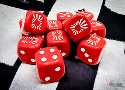 WW2 dice Japan Opaque Red/white 16mm d6 Dice Block (12 dice) (Online Only)