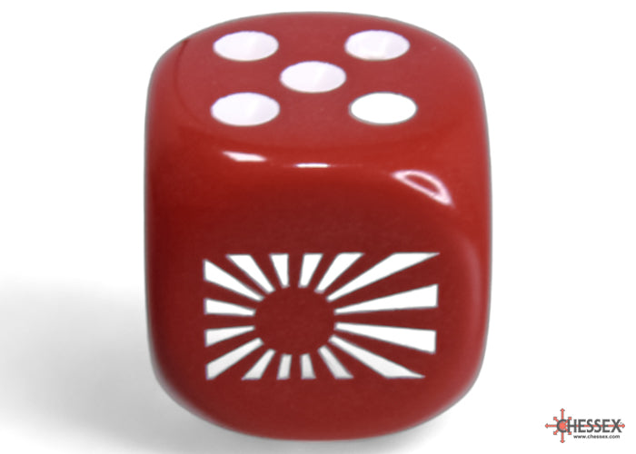 WW2 dice Japan Opaque Red/white 16mm d6 Dice Block (12 dice) (Online Only)