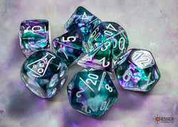 Nebula Fluorite/white Polyhedral 7-Dice Set (with bonus die) (Online Only)