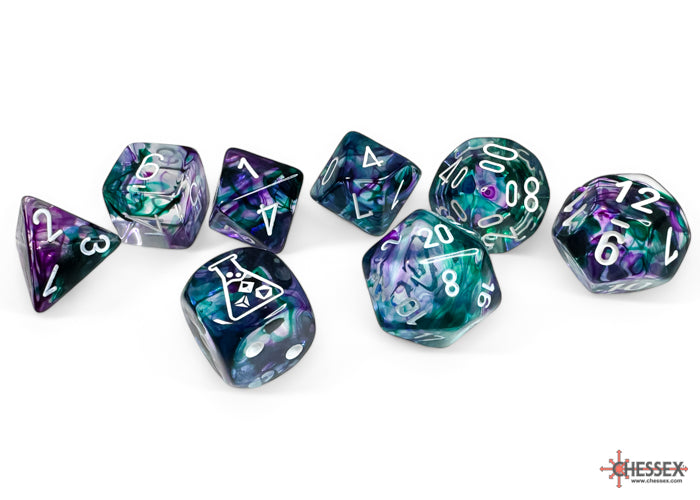 Nebula Fluorite/white Polyhedral 7-Dice Set (with bonus die) (Online Only)