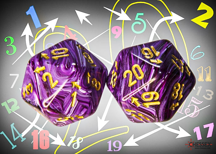 Vortex Purple/gold Countup&down d20  | Single die (1 piece/die) (Online Only)