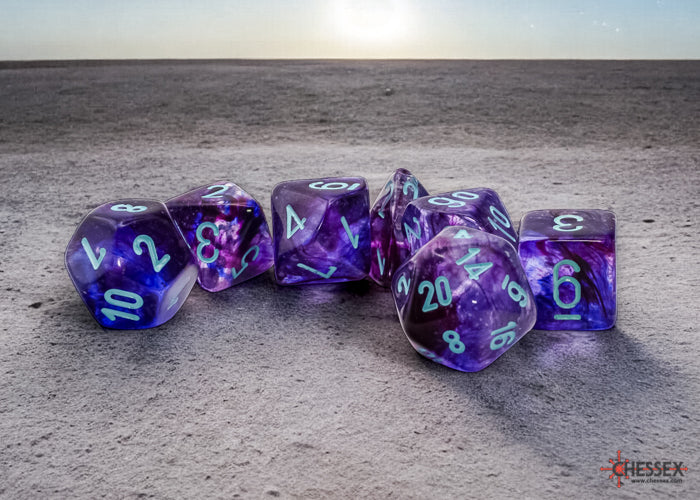Nebula Mega-hedral Nocturnal/turquoise Luminary 7-Dice (Online Only)