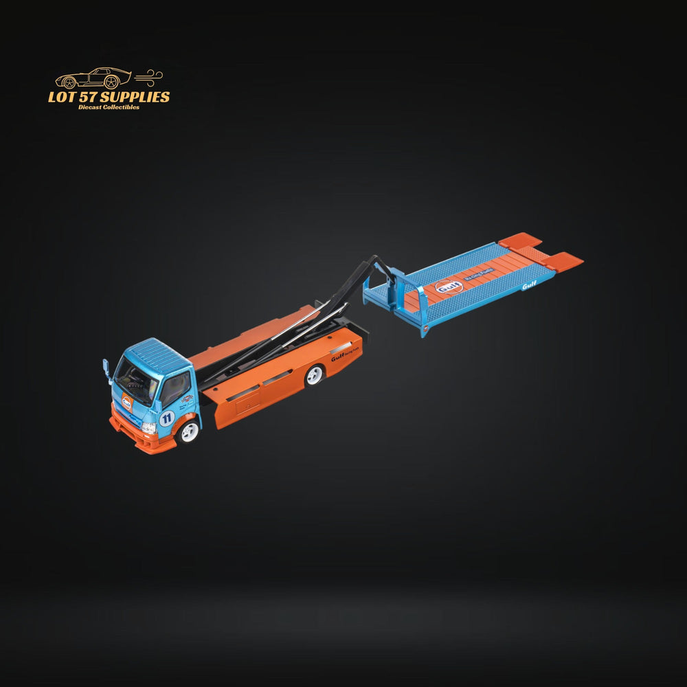 MicroTurbo HINO 300 Flat Bed Transport Truck in Gulf Livery 1:64 (ONLINE ORDER ONLY)