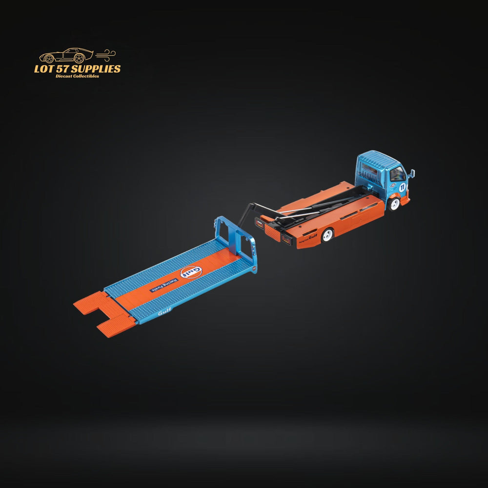 MicroTurbo HINO 300 Flat Bed Transport Truck in Gulf Livery 1:64 (ONLINE ORDER ONLY)