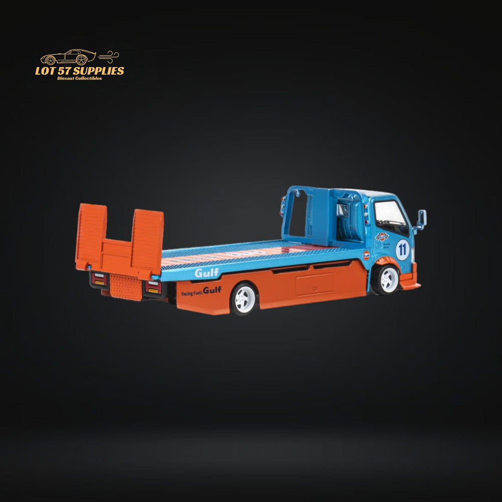 MicroTurbo HINO 300 Flat Bed Transport Truck in Gulf Livery 1:64 (ONLINE ORDER ONLY)