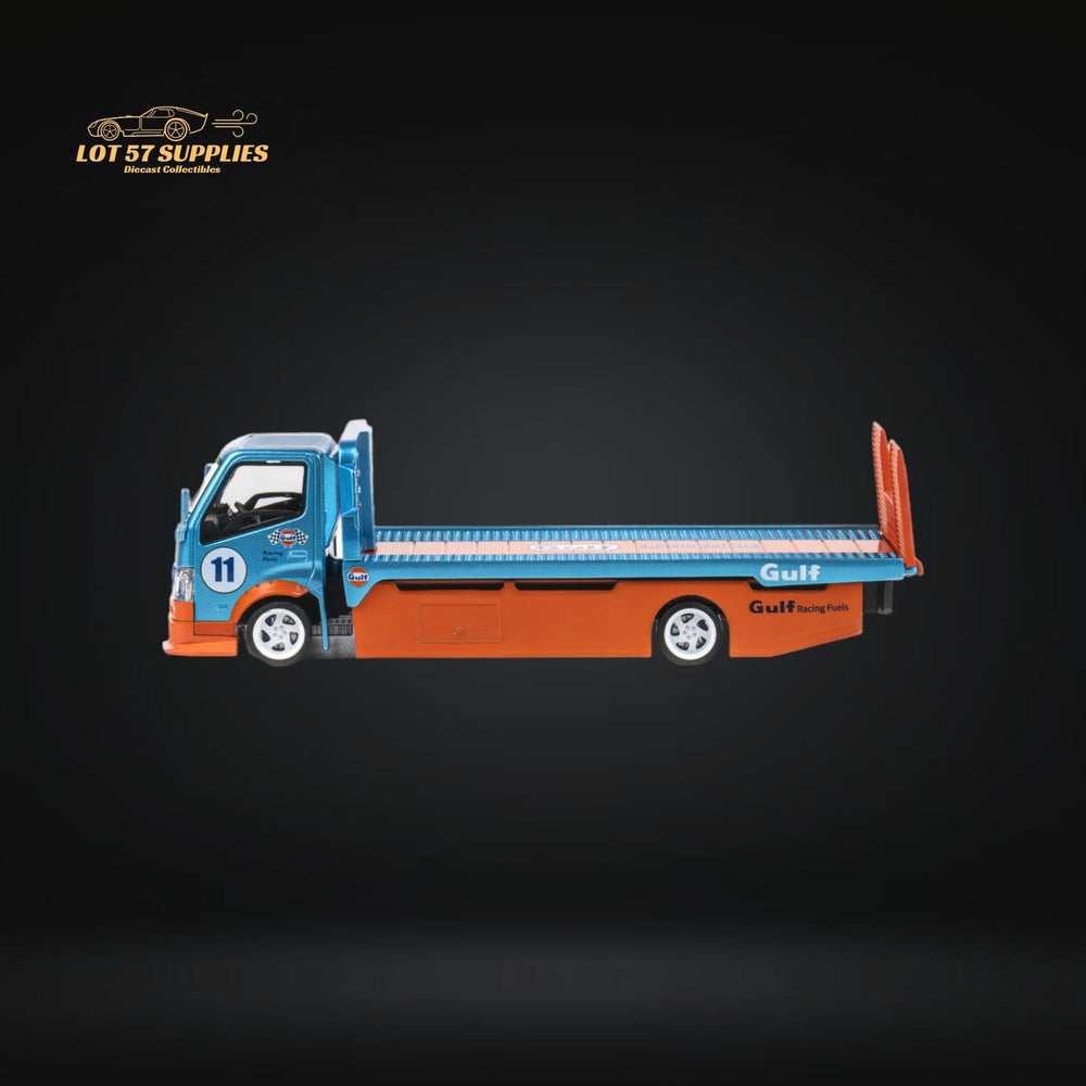 MicroTurbo HINO 300 Flat Bed Transport Truck in Gulf Livery 1:64 (ONLINE ORDER ONLY)