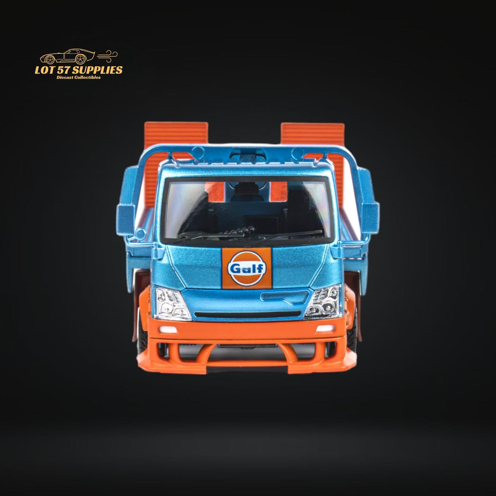 MicroTurbo HINO 300 Flat Bed Transport Truck in Gulf Livery 1:64 (ONLINE ORDER ONLY)