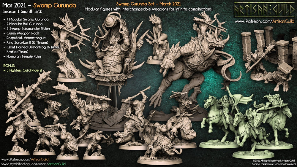 3D Printed Artisan Guild King Sgrakkor III Swamp Gurunda 28mm 32mm (Online Only)