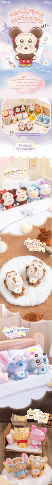[In Stock] MINISO Disney Squinting Sleepwear Series Plush Keychains Gift Blind Box (ONLINE ORDER ONLY)