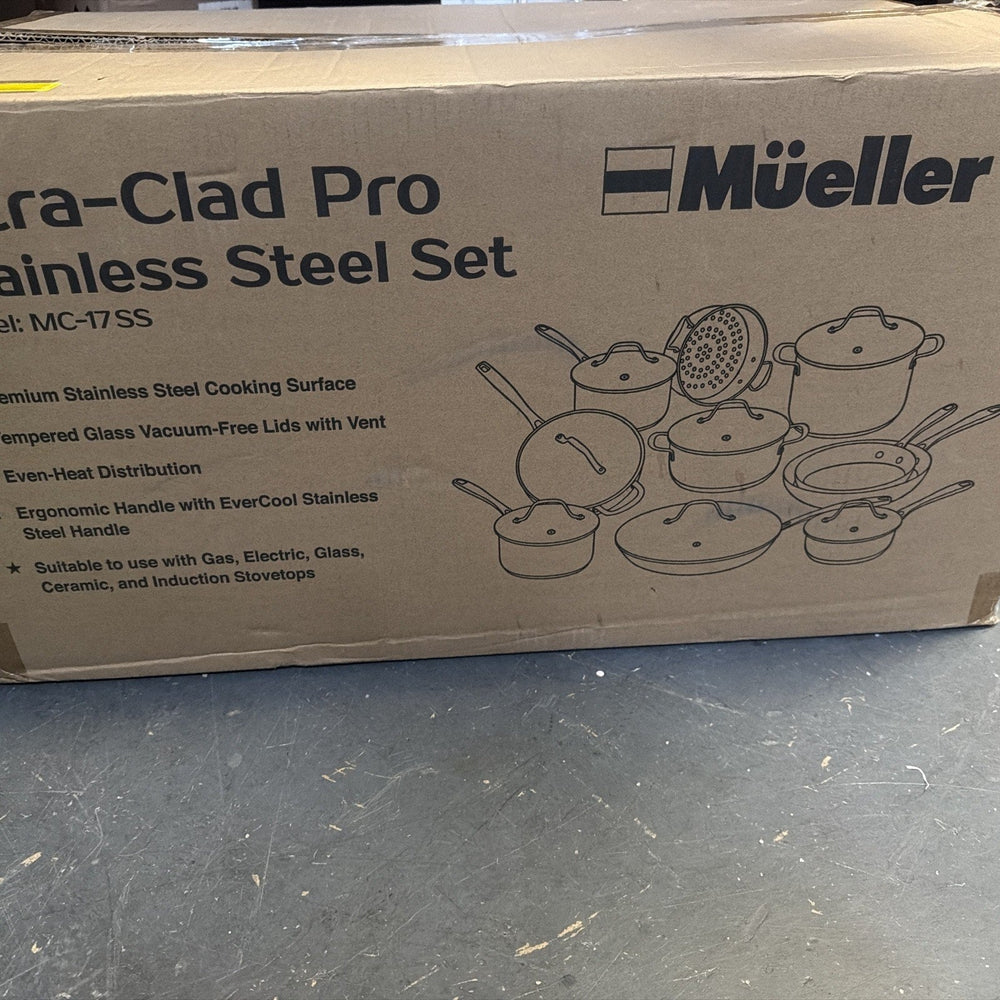 Mueller Pots and Pans Set 17-Piece, Ultra-Clad Pro Stainless Steel Cookware Set (ONLINE ORDER ONLY)