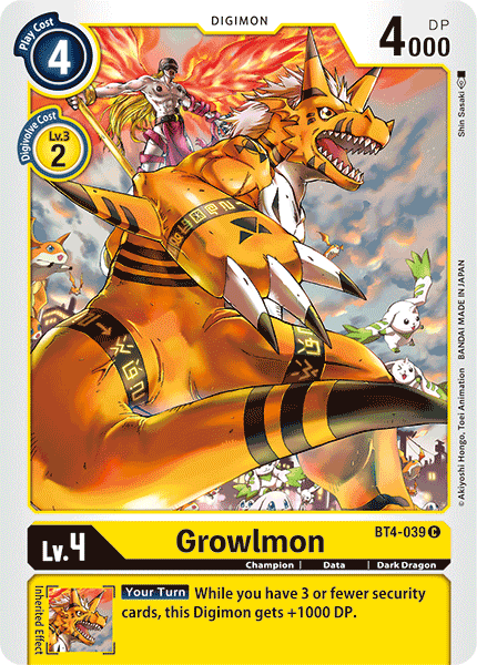 Growlmon [BT4-039] [Great Legend] (ONLINE ORDER ONLY)