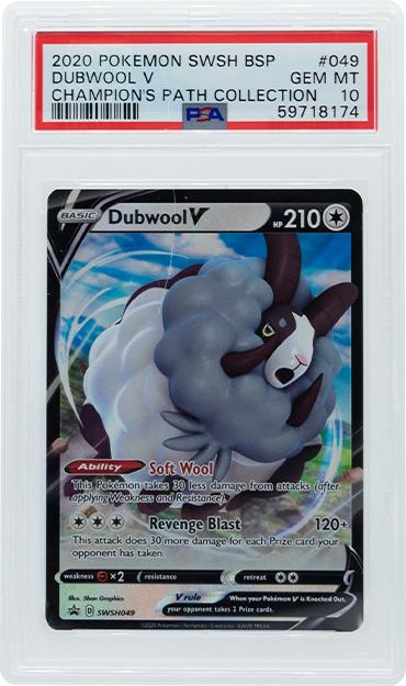 2020 POKEMON SWSH BLACK STAR PROMO DUBWOOL V #49 PSA 10 (Online Order Only)