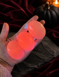 Pink Calcite Palm Stones, UV Reactive, Glows Pink, Fluorescent Minerals