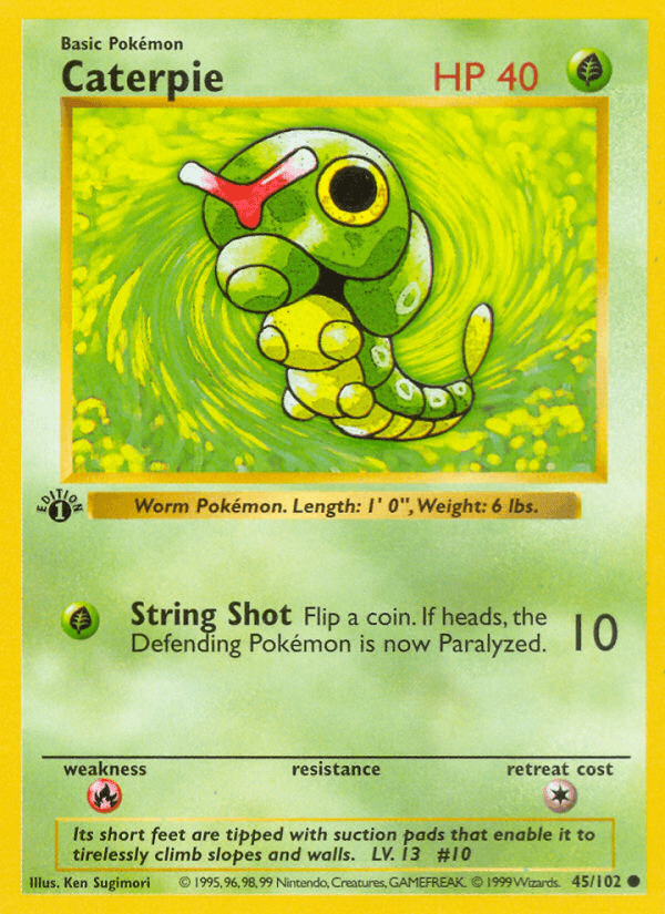 Caterpie (45/102) (Shadowless) [Base Set 1st Edition] (Online Only)