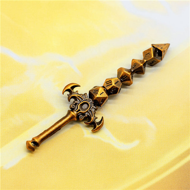 Dice Sword Gold 46mm x 9mm Trinket Novelty (Online Only)
