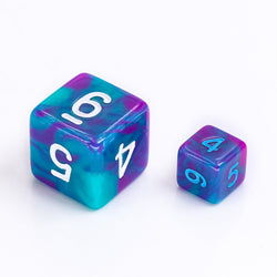 Teal Purple Blend 7-Dice Mini-Dice RPG Set w/Blue Numbers Miniature Dice (Online Only)