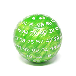 Green Pearl Single 100 Sided Polyhedral Dice (D100) | Green White (45mm) (Online Only)