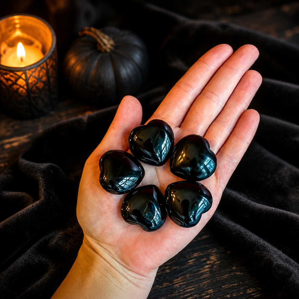 3cm Black Obsidian Crystal Hearts for Valentines Day Gifts