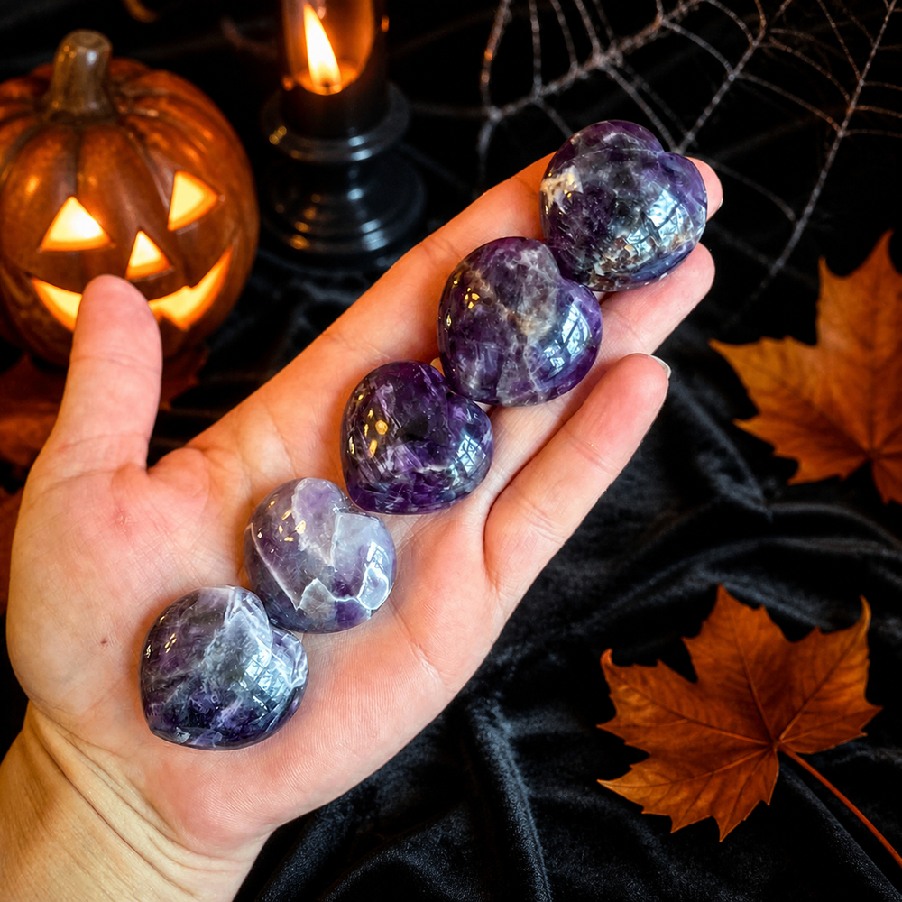 3cm Dream Amethyst Crystal Hearts for Valentines Day Gifts, Chevron Amethyst