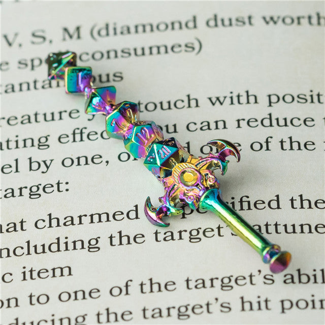 Dice Sword Rainbow 46mm x 9mm Trinket Novelty (Online Only)