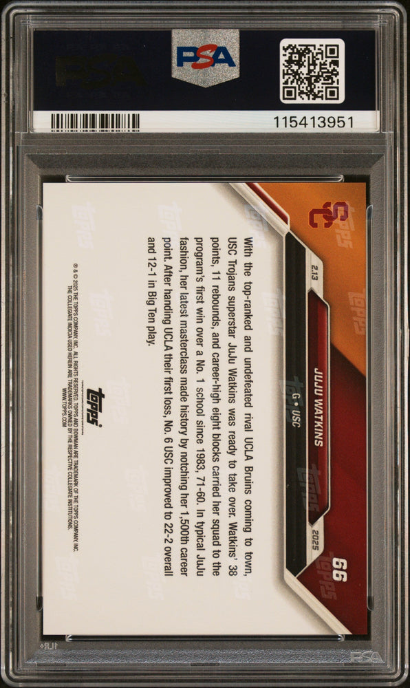 Graded 2024 Topps Bowman U Now JuJu Watkins #66 Rookie RC Basketball Card PSA 9 Mint