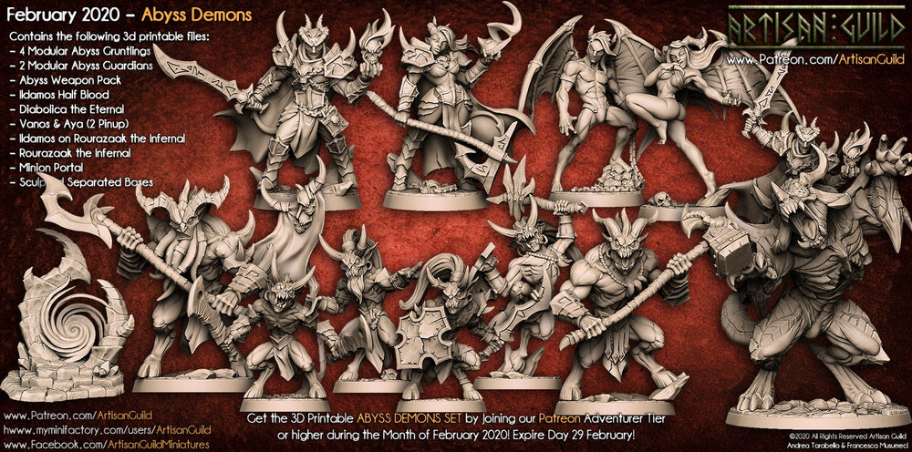 3D Printed Artisan Guild Abyss Wrath Demons Abyss Demons Set 28mm 32mm (Online Only)