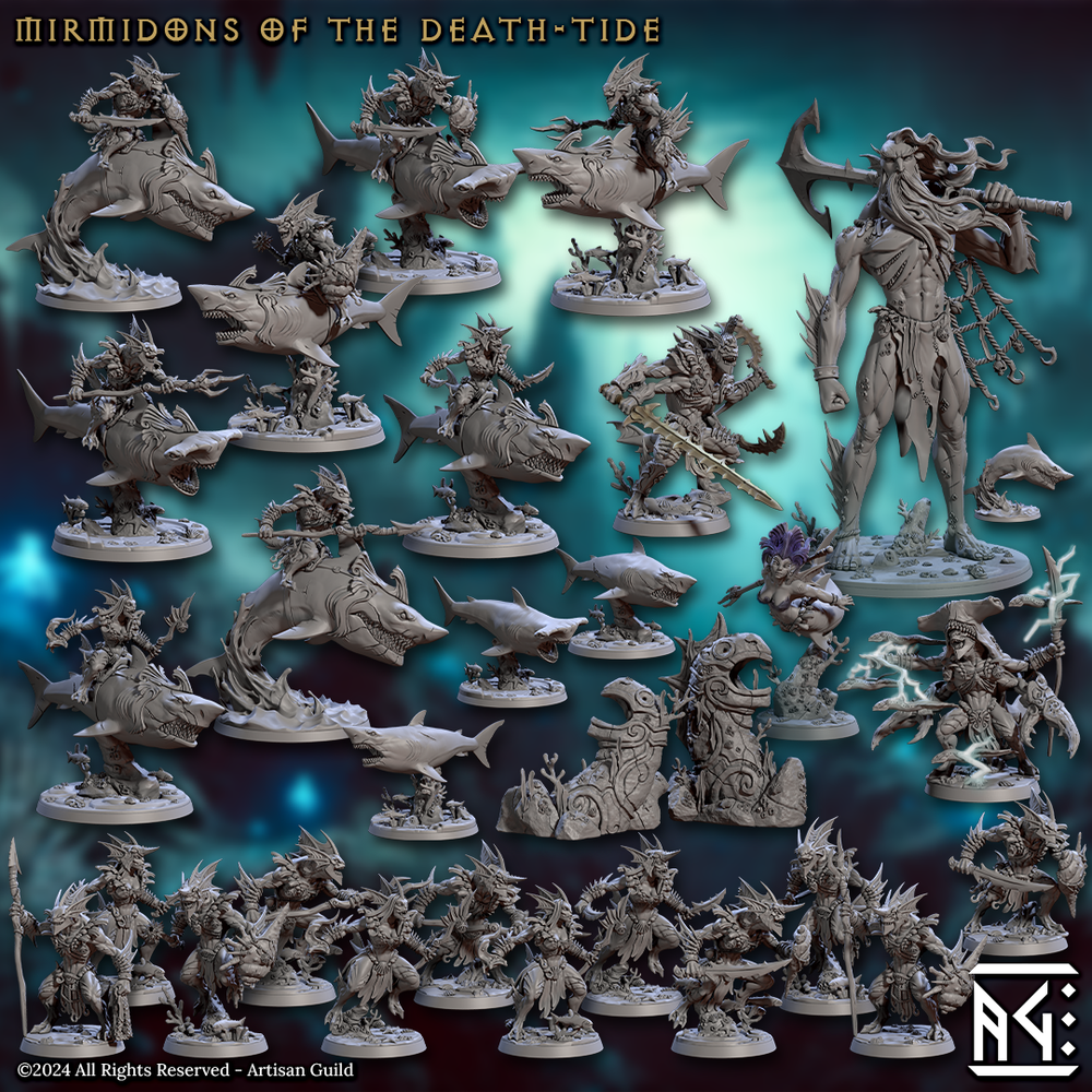 3D Printed Artisan Guild Makakuna Tide Champion Mirmidons of the Death Tide 28mm 32mm (Online Only)
