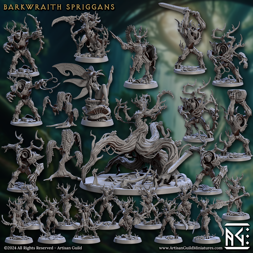3D Printed Artisan Guild The Green Knight Barkwraith Spriggans Set 28mm 32mm (Online Only)