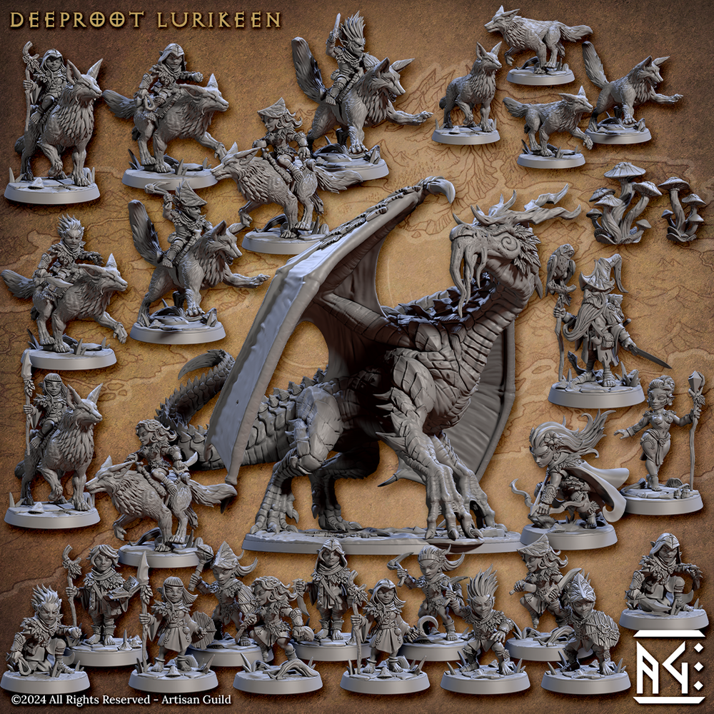 3D Printed Artisan Guild Lurikeens Fox Riders Deeproot Lurikeen Set 28mm 32mm (Online Only)