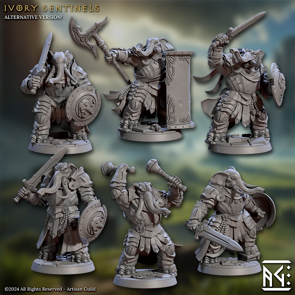 3D Printed Artisan Guild Ivory Sentinels Elephorim Ivory Sentinels 28mm 32mm (Online Only)