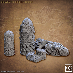 3D Printed Artisan Guild Dwarven Stone Idols Dwarf Berserkers Set 28mm 32mm (Online Only)