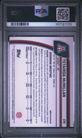 Graded 2024 Topps Bowman U Chrome Tetairoa McMillan #170 Pink Lava Rookie RC Football Card PSA 10 Gem Mint (ONLINE ORDER ONLY)
