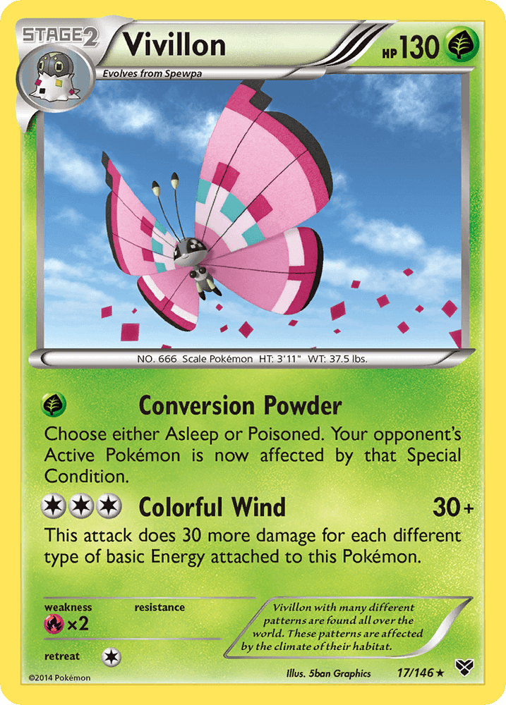 Vivillon (17/146) (Meadow Form/Pink Wings) [XY: Base Set] (Online Only)