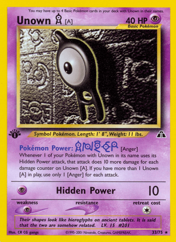 Unown [A] (33/75) [Neo Discovery 1st Edition] (Online Only)
