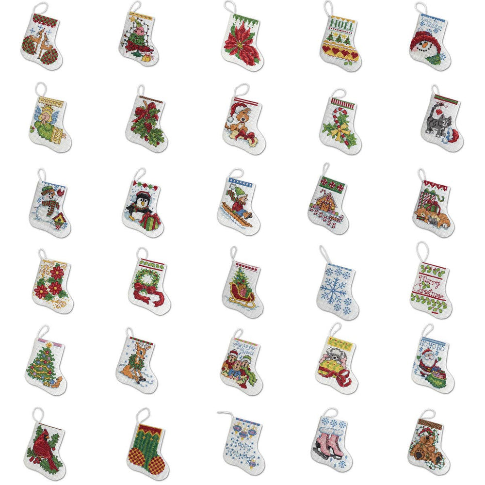 Tiny Stocking Ornaments Cross Stitch Kit – Set of 30 Mini Christmas Stockings (ONLINE ORDER ONLY)