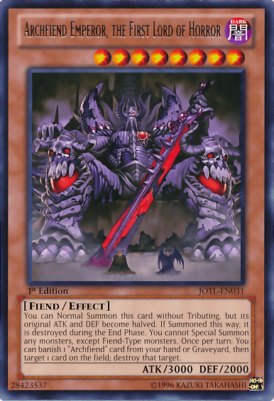 Archfiend Emperor, the First Lord of Horror [JOTL-EN031] Rare (ONLINE ORDER ONLY)