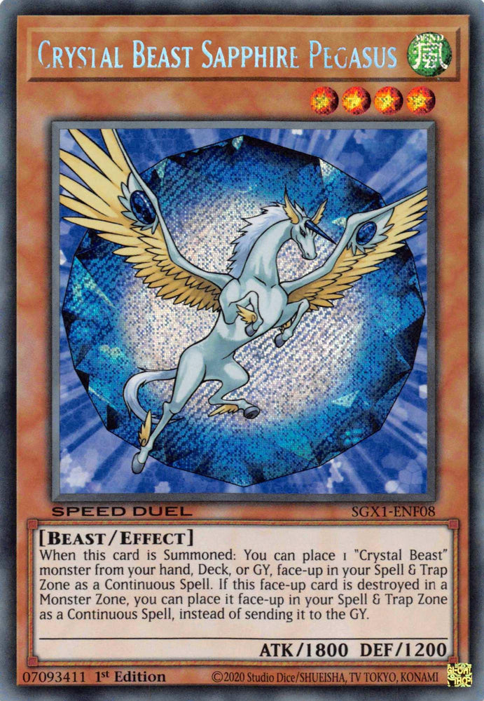 Crystal Beast Sapphire Pegasus [SGX1-ENF08] Secret Rare (ONLINE ORDER ONLY)