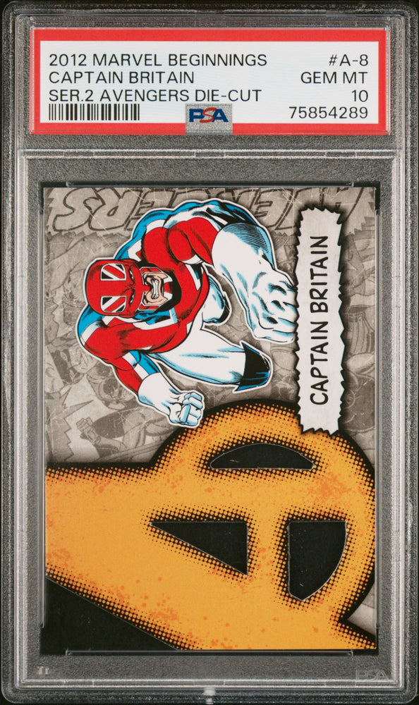 2012 MARVEL BEGINNINGS SERIES 2 AVENGERS DIE-CUT CAPTAIN BRITAIN #A-8 - PSA 10 (Online Order Only)